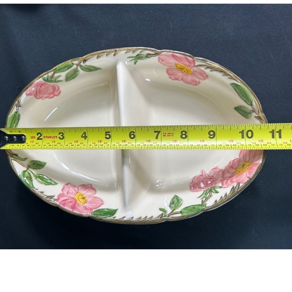 Franciscan Desert Rose Divided Vegetable Serving Dish Oval Pink Floral Vtg 50's - Picture 4 of 7
